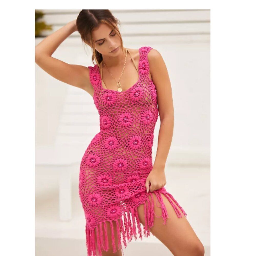 Tach x Anthropologie Women's Size Small Eugenides Crochet Mini Dress
